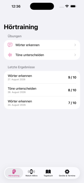 Hörtraining mit Übungen und letzten Ergebnissen
