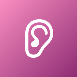 Artificial-Ear-App-Symbol: weißes Ohr auf pinkem Grund