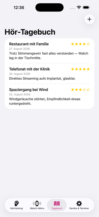 Hör-Tagebuch mit bewerteten Einträgen